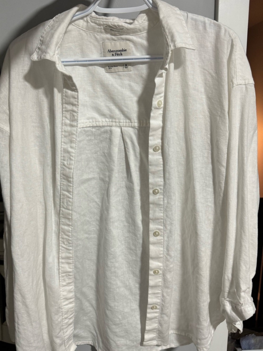 Abercrombie & Fitch Men's Cream Button-Down Casual Shirt